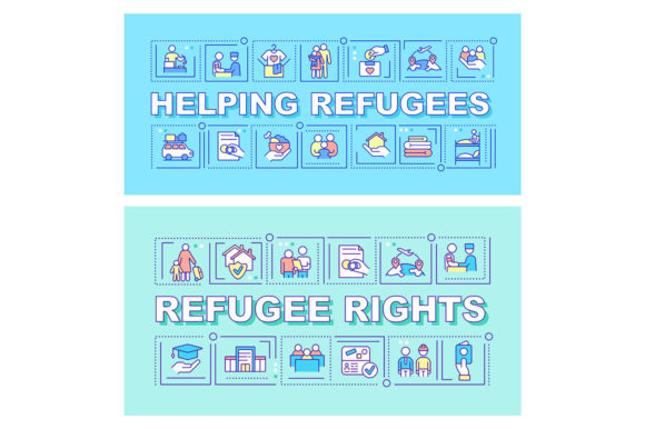 Helping Refugees Word Concepts Banners: A Graphic Templates Review