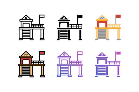 Lifeguard Tower Icons: A Versatile Graphics Set