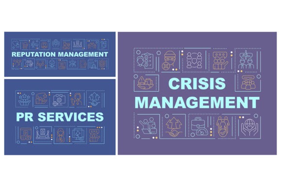 PR Services Word Concepts Banner Set: Modern Graphics for Publishers