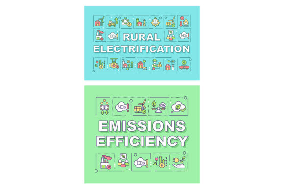 Rural Electrification Word Banners for Graphic Templates